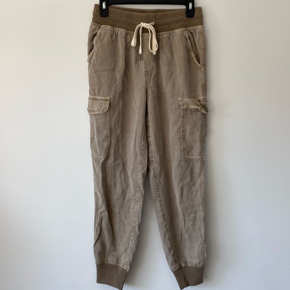 Aerie Cargo Tan Drawstring Elastic Waist Pull On Baggy Comfy Jogger Pants XS - Picture 2 of 12